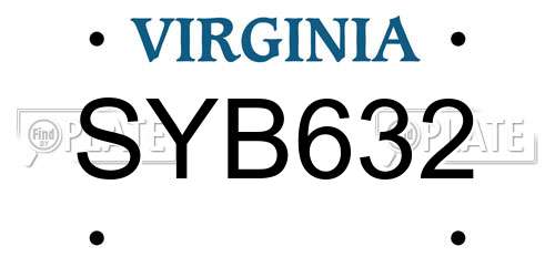 SYB632 Virginia License Plate