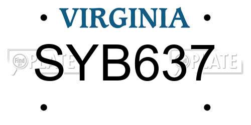 SYB637 Virginia License Plate