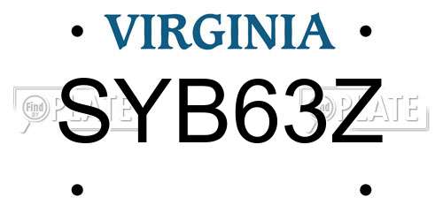 SYB63Z Virginia License Plate