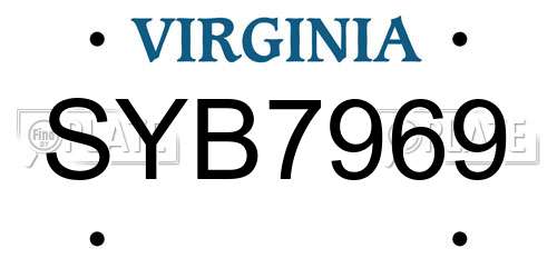 SYB7969 Virginia License Plate
