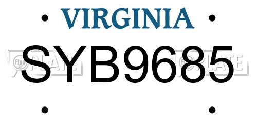 SYB9685 Virginia License Plate