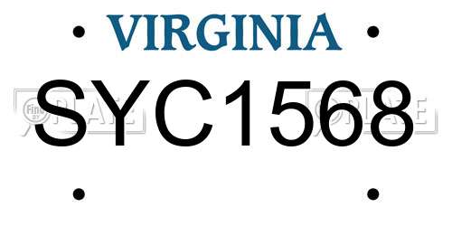 SYC1568 Virginia License Plate