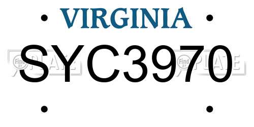 SYC3970 Virginia License Plate