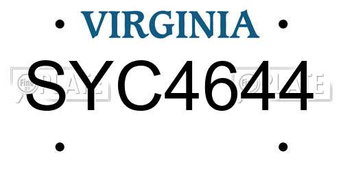 SYC4644 Virginia License Plate