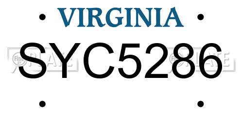SYC5286 Virginia License Plate