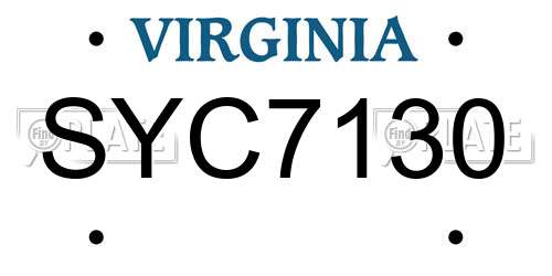 SYC7130 Virginia License Plate