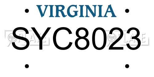 SYC8023 Virginia License Plate