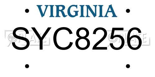 SYC8256 Virginia License Plate