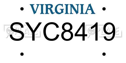 SYC8419 Virginia License Plate