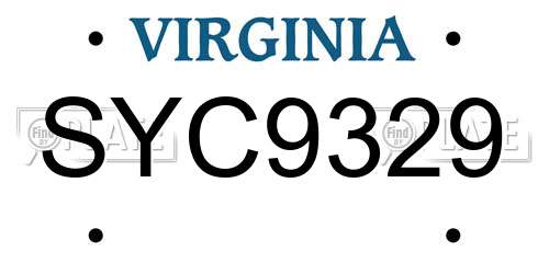 SYC9329 Virginia License Plate