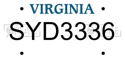 SYD3336 Virginia License Plate
