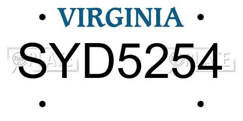 SYD5254 Virginia License Plate