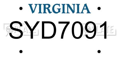 SYD7091 Virginia License Plate