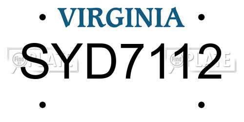 SYD7112 Virginia License Plate