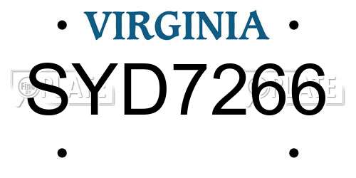SYD7266 Virginia License Plate