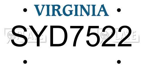 SYD7522 Virginia License Plate
