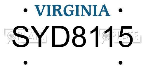 SYD8115 Virginia License Plate