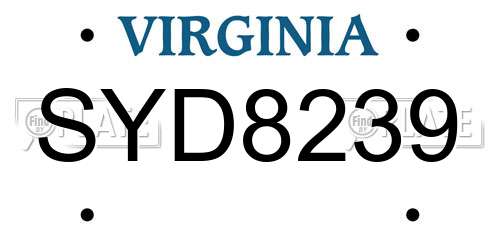 SYD8239 Virginia License Plate