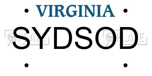 SYDSOD Virginia License Plate