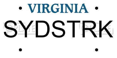 SYDSTRK Virginia License Plate