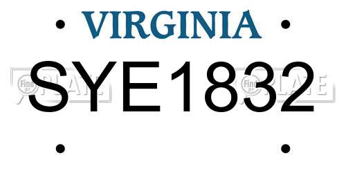 SYE1832 Virginia License Plate