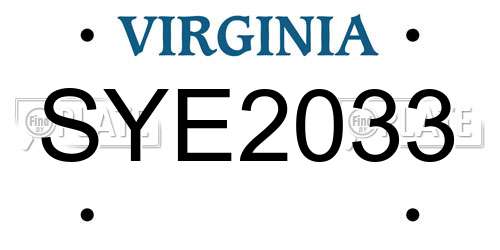 SYE2033 Virginia License Plate