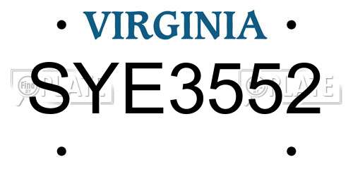 SYE3552 Virginia License Plate