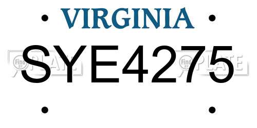 SYE4275 Virginia License Plate