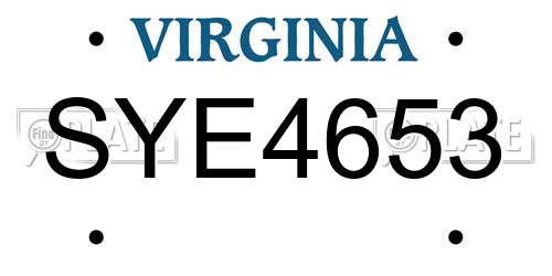 SYE4653 Virginia License Plate