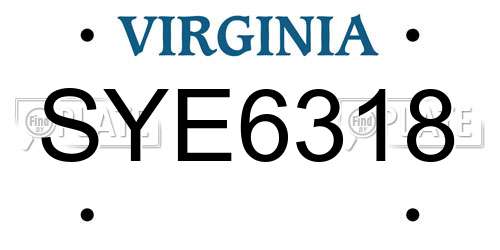 SYE6318 Virginia License Plate
