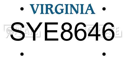 SYE8646 Virginia License Plate