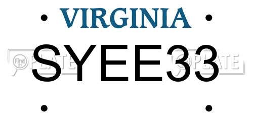 SYEE33 Virginia License Plate