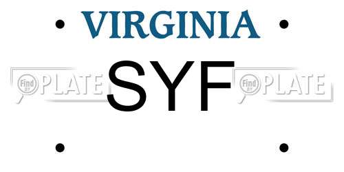 SYF Virginia License Plate