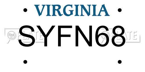 SYFN68 Virginia License Plate