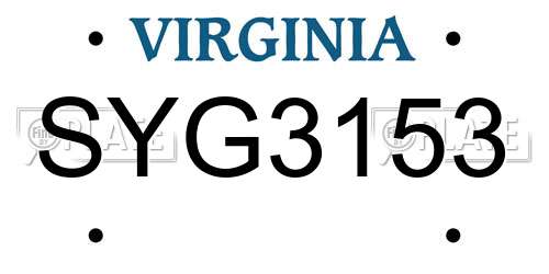 SYG3153 Virginia License Plate