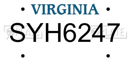 SYH6247 Virginia License Plate