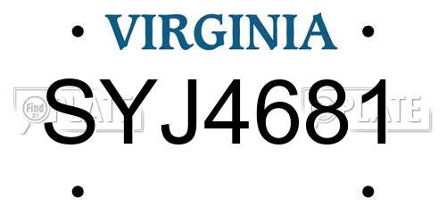 SYJ4681 Virginia License Plate