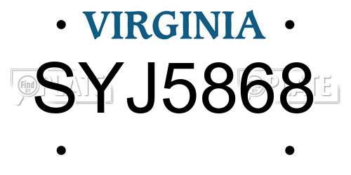 SYJ5868 Virginia License Plate
