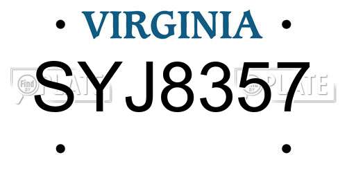 SYJ8357 Virginia License Plate