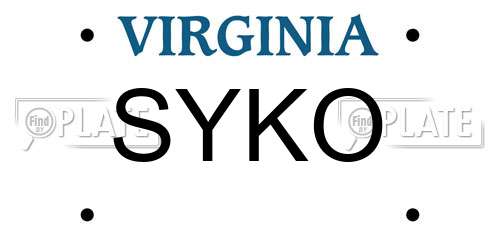 SYKO Virginia License Plate