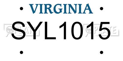 SYL1015 Virginia License Plate