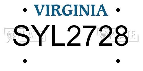 SYL2728 Virginia License Plate