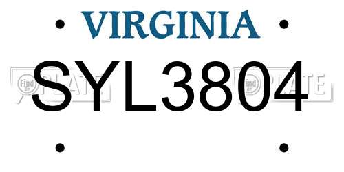 SYL3804 Virginia License Plate