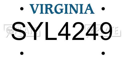 SYL4249 Virginia License Plate