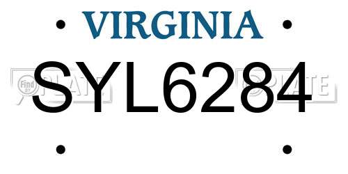 SYL6284 Virginia License Plate