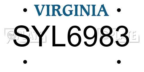 SYL6983 Virginia License Plate