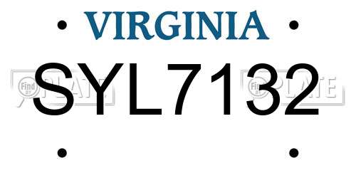 SYL7132 Virginia License Plate