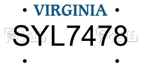 SYL7478 Virginia License Plate