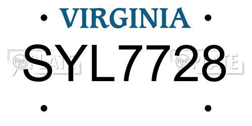 SYL7728 Virginia License Plate