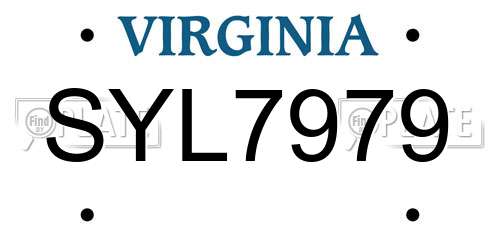 SYL7979 Virginia License Plate